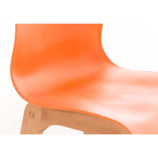 Juego de 2 taburetes de bar Hover Asiento de plástico Base de cuatro patas Natura Madera Naranja 46X41X102 cm
