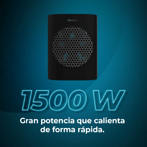 Cecotec Aquecedor cerâmico de mesa com 1500 W, função Oscilação, ecrã digital, termóstato ajustável e 3 modos de funcionamento.