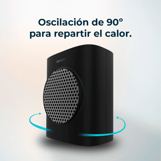 Cecotec Aquecedor cerâmico de mesa com 1500 W, função Oscilação, ecrã digital, termóstato ajustável e 3 modos de funcionamento.