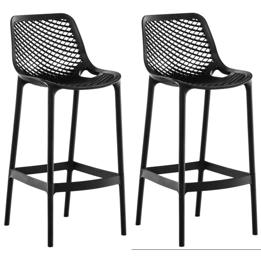 Juego de 2 taburetes de bar para exterior Air Plástico Negro 53X45X105 cm