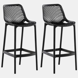 Juego de 2 taburetes de bar para exterior Air Plástico Negro 53X45X105 cm