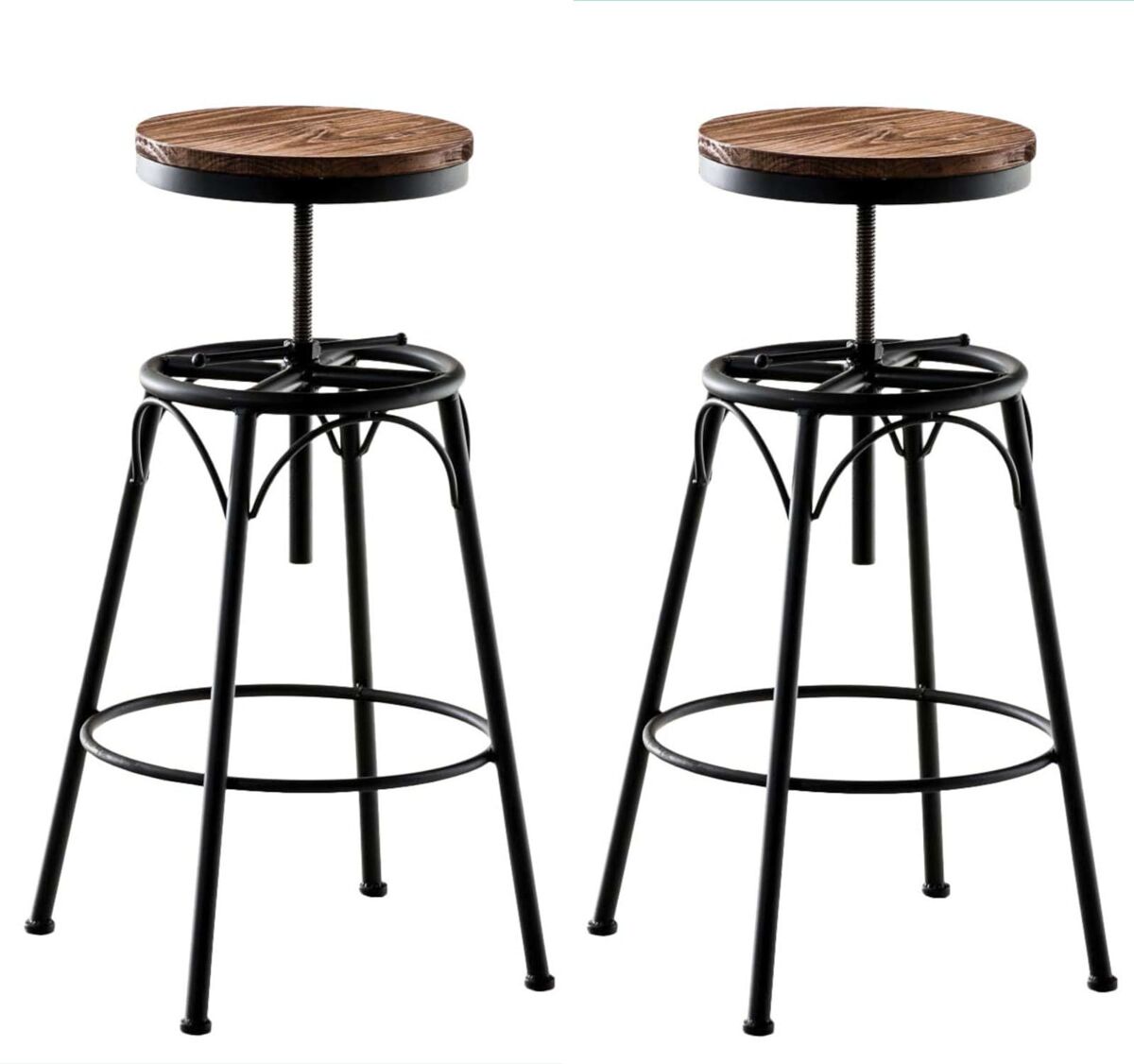 Set de 2 taburetes de bar beam de metal y madera 70x42x42 cm