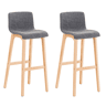 Juego de 2 taburetes de bar Hover, asiento de tela, patas de madera de haya natural Gris claro 46X41X102 cm