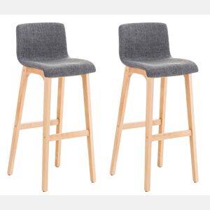 Juego de 2 taburetes de bar Hover, asiento de tela, patas de madera de haya natural Gris claro 46X41X102 cm