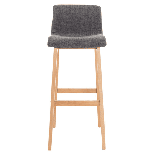 Juego de 2 taburetes de bar Hover, asiento de tela, patas de madera de haya natural Gris claro 46X41X102 cm