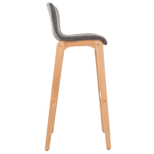 Juego de 2 taburetes de bar Hover, asiento de tela, patas de madera de haya natural Gris claro 46X41X102 cm