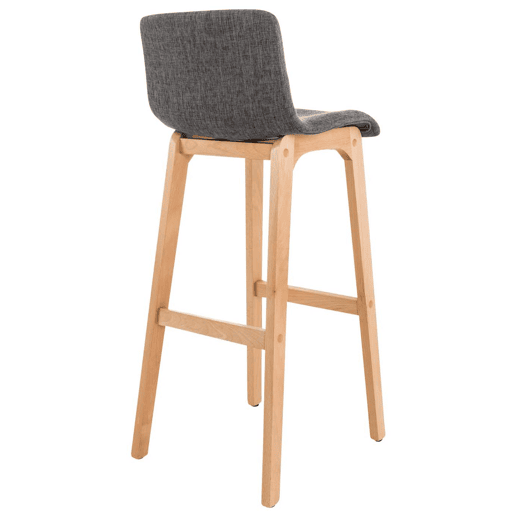Juego de 2 taburetes de bar Hover, asiento de tela, patas de madera de haya natural Gris claro 46X41X102 cm