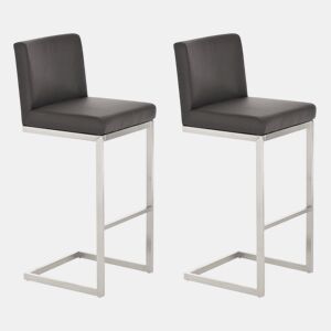 Lote de 2 taburetes de bar Paros revestimiento de polipiel Simil cuero Marrón 48X42X104 cm