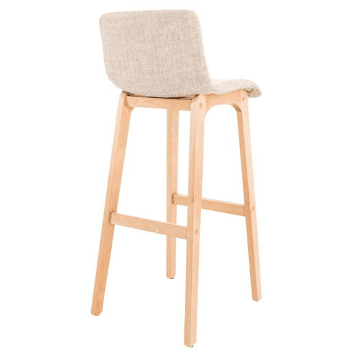 Juego de 2 taburetes de bar Hover, asiento de tela, patas de madera de haya natural Crema 46X41X102 cm
