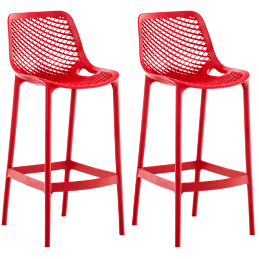 Juego de 2 taburetes de bar para exterior Air Plástico Rojo 53X45X105 cm