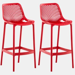 Juego de 2 taburetes de bar para exterior Air Plástico Rojo 53X45X105 cm