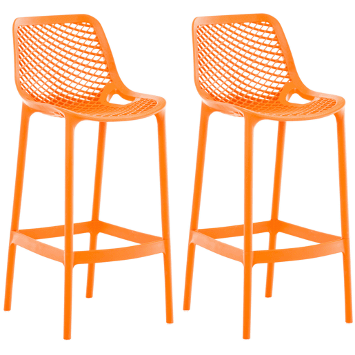 Juego de 2 taburetes de bar para exterior Air Plástico Naranja 53X45X105 cm
