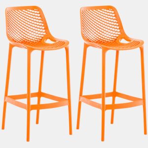 Juego de 2 taburetes de bar para exterior Air Plástico Naranja 53X45X105 cm