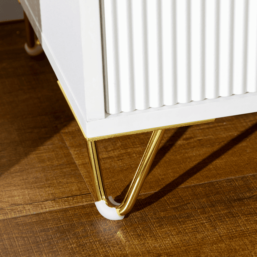 HOMCOM Mesa de Cabeceira com 2 Gavetas Mesa Auxiliar com Pés de Metal para Sala de Estar Dormitório Carga Máxima 40 kg 40x40x47 cm Branco e Dourado