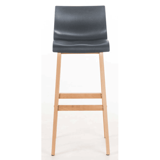 Juego de 2 taburetes de bar Hover Asiento de plástico Base de cuatro patas Natura Madera Gris 46X41X102 cm