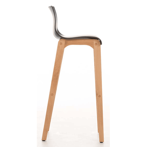 Juego de 2 taburetes de bar Hover Asiento de plástico Base de cuatro patas Natura Madera Gris 46X41X102 cm