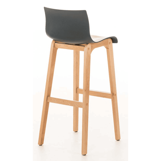 Juego de 2 taburetes de bar Hover Asiento de plástico Base de cuatro patas Natura Madera Gris 46X41X102 cm