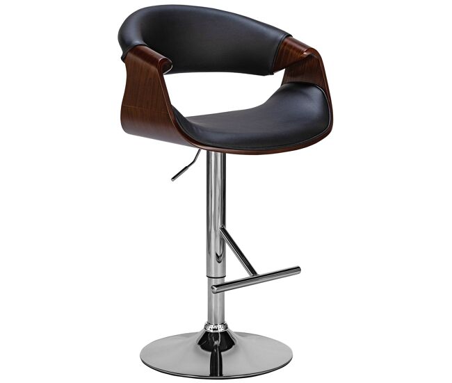 Taburete de bar foley en polipiel simil cuero nogal/negro 52x60x95 cm