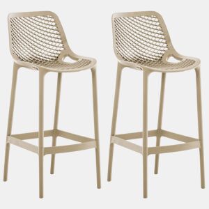 Juego de 2 taburetes de bar para exterior Air Plástico Barro 53X45X105 cm