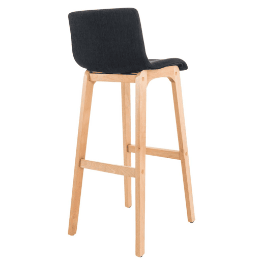 Juego de 2 taburetes de bar Hover, asiento de tela, patas de madera de haya natural Negro 46X41X102 cm