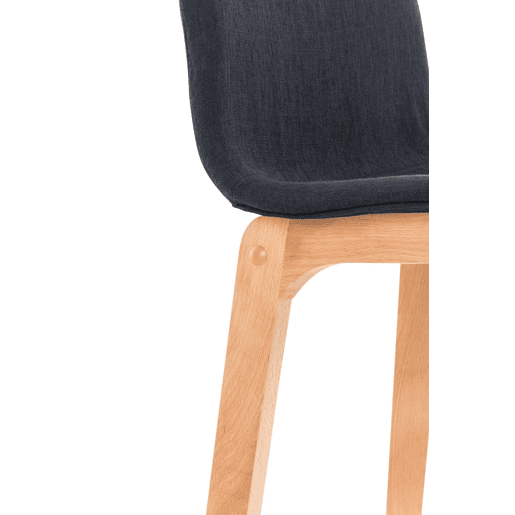 Juego de 2 taburetes de bar Hover, asiento de tela, patas de madera de haya natural Negro 46X41X102 cm