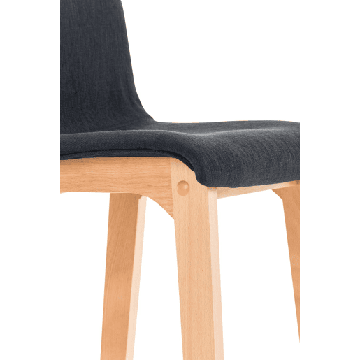 Juego de 2 taburetes de bar Hover, asiento de tela, patas de madera de haya natural Negro 46X41X102 cm