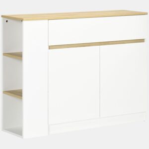 HOMCOM Aparador de Cozinha, Armário de Cozinha Estreito com 2 Gavetas, 3 Prateleiras Abertas, 2 Portas, Prateleira Ajustável, Aparador Nórdico para Sala de Jantar, 110x29,5x82 cm, Branco