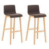 Juego de 2 taburetes de bar Hover, asiento de tela, patas de madera de haya natural Marrón 46X41X102 cm