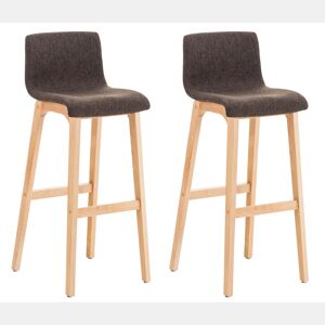 Juego de 2 taburetes de bar Hover, asiento de tela, patas de madera de haya natural Marrón 46X41X102 cm