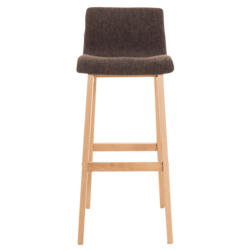 Juego de 2 taburetes de bar Hover, asiento de tela, patas de madera de haya natural Marrón 46X41X102 cm