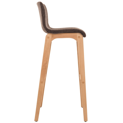 Juego de 2 taburetes de bar Hover, asiento de tela, patas de madera de haya natural Marrón 46X41X102 cm