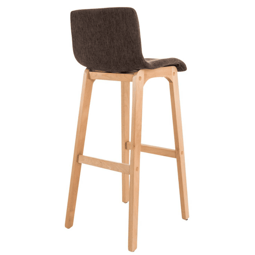 Juego de 2 taburetes de bar Hover, asiento de tela, patas de madera de haya natural Marrón 46X41X102 cm
