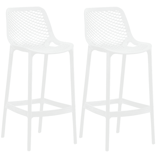 Juego de 2 taburetes de bar para exterior Air Plástico Blanco 53X45X105 cm