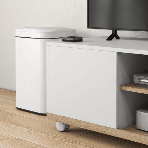 HOMCOM Móvel de TV Mesa de Sala de Estar Moderna de TV de 42 Polegadas com 4 Rodas com 1 Porta e 2 Prateleiras de Armazenamento 80x45x39,5 cm Branco