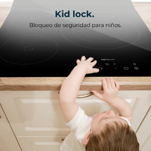 Cecotec Placa de vitrocerâmica de 3 zonas, 9 níveis, potência máxima de 5700 W e controlo tátil.