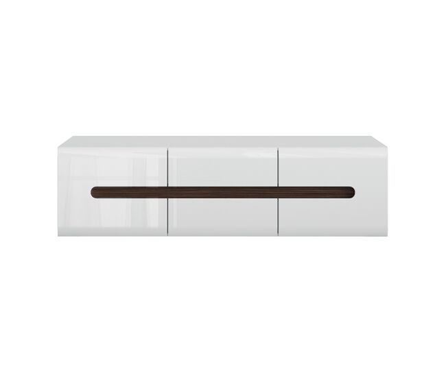 Mueble TV 2 puertas 2 cajones 150 cm Darrel Blanco lacado y Madera