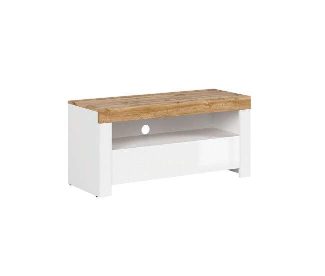 Mueble TV 1 cajón 106 cm Hella Blanco y Madera