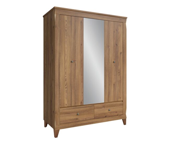 Armario 3 puertas y 2 cajones raya madera