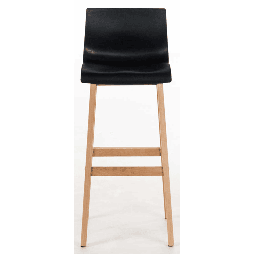 Juego de 2 taburetes de bar Hover Asiento de plástico Base de cuatro patas Natura Madera Negro 46X41X102 cm