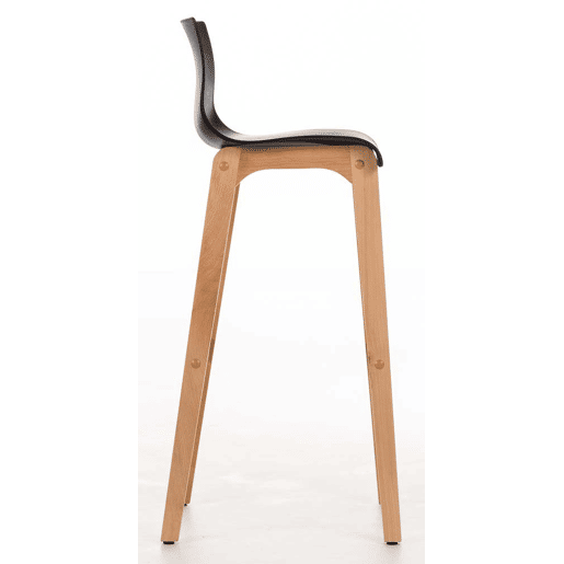 Juego de 2 taburetes de bar Hover Asiento de plástico Base de cuatro patas Natura Madera Negro 46X41X102 cm