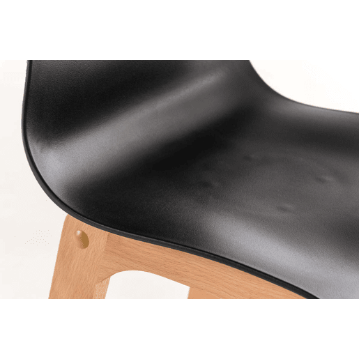 Juego de 2 taburetes de bar Hover Asiento de plástico Base de cuatro patas Natura Madera Negro 46X41X102 cm
