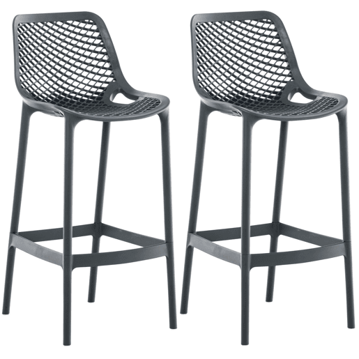 Juego de 2 taburetes de bar para exterior Air Plástico Gris oscuro 53X45X105 cm