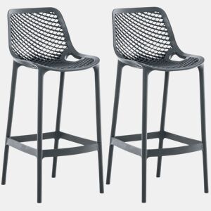 Juego de 2 taburetes de bar para exterior Air Plástico Gris oscuro 53X45X105 cm