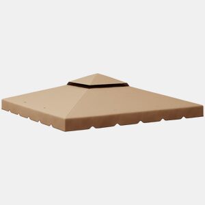 Outsunny Cobertura de Substituição para Pérgola 300x300 cm Teto de Substituição para Pérgolas Exterior com Duplo Teto e 8 Orifícios de Drenagem Cáqui