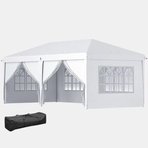 Outsunny Tenda para Festas 585x295x270 cm com Paredes Laterais Amovíveis Tenda Dobrável com 2 Portas com Fecho de Correr 4 Janelas e Bolsa de Transporte Branco