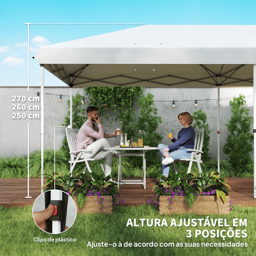 Outsunny Tenda para Festas 585x295x270 cm com Paredes Laterais Amovíveis Tenda Dobrável com 2 Portas com Fecho de Correr 4 Janelas e Bolsa de Transporte Branco