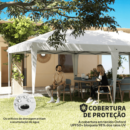 Outsunny Tenda para Festas 585x295x270 cm com Paredes Laterais Amovíveis Tenda Dobrável com 2 Portas com Fecho de Correr 4 Janelas e Bolsa de Transporte Branco