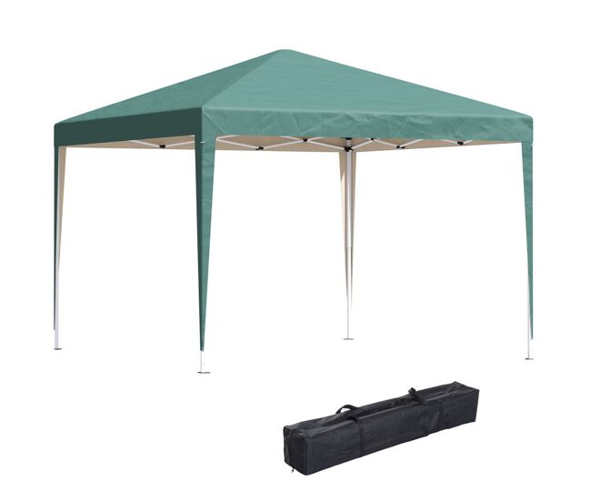 Outsunny carpa plegable gazebo 3x3 m cenador plegable con altura ajustable en 3 niveles toldo anti-uv y bolsa de transporte para camping fiestas verde