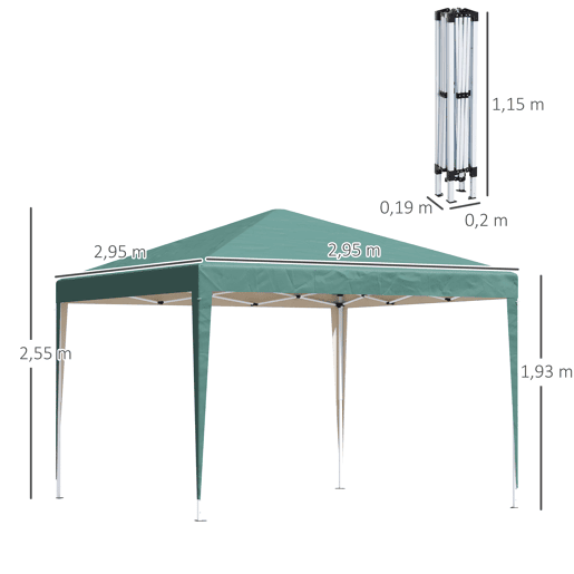 Outsunny Tenda Dobrável 295x295x255 cm com Bolsa de Transporte Altura Ajustável Anti-UV e Impermeável para Terraço Pátio e Praia Verde Outsunny Tenda Dobrável 295x295x255 cm com Bolsa de Transporte Altura Ajustável Anti-UV e Impermeável para Terraço Pátio e Praia Verde