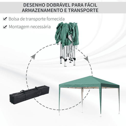 Outsunny Tenda Dobrável 295x295x255 cm com Bolsa de Transporte Altura Ajustável Anti-UV e Impermeável para Terraço Pátio e Praia Verde Outsunny Tenda Dobrável 295x295x255 cm com Bolsa de Transporte Altura Ajustável Anti-UV e Impermeável para Terraço Pátio e Praia Verde